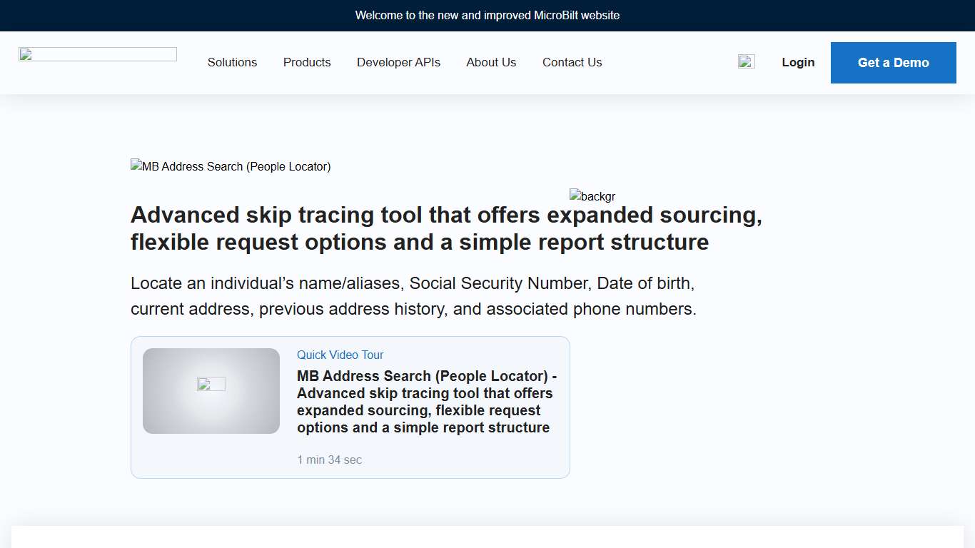 MB Address Search (People Locator) | Microbilt